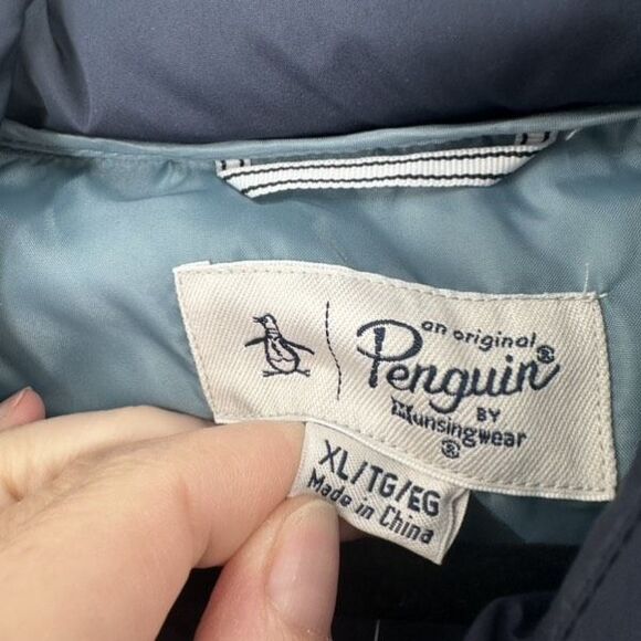 Penguin NWT Men’s Greyson Yukon Ultralight Puffer Vest Mens XL Blue Stripe Retro - Picture 2 of 9